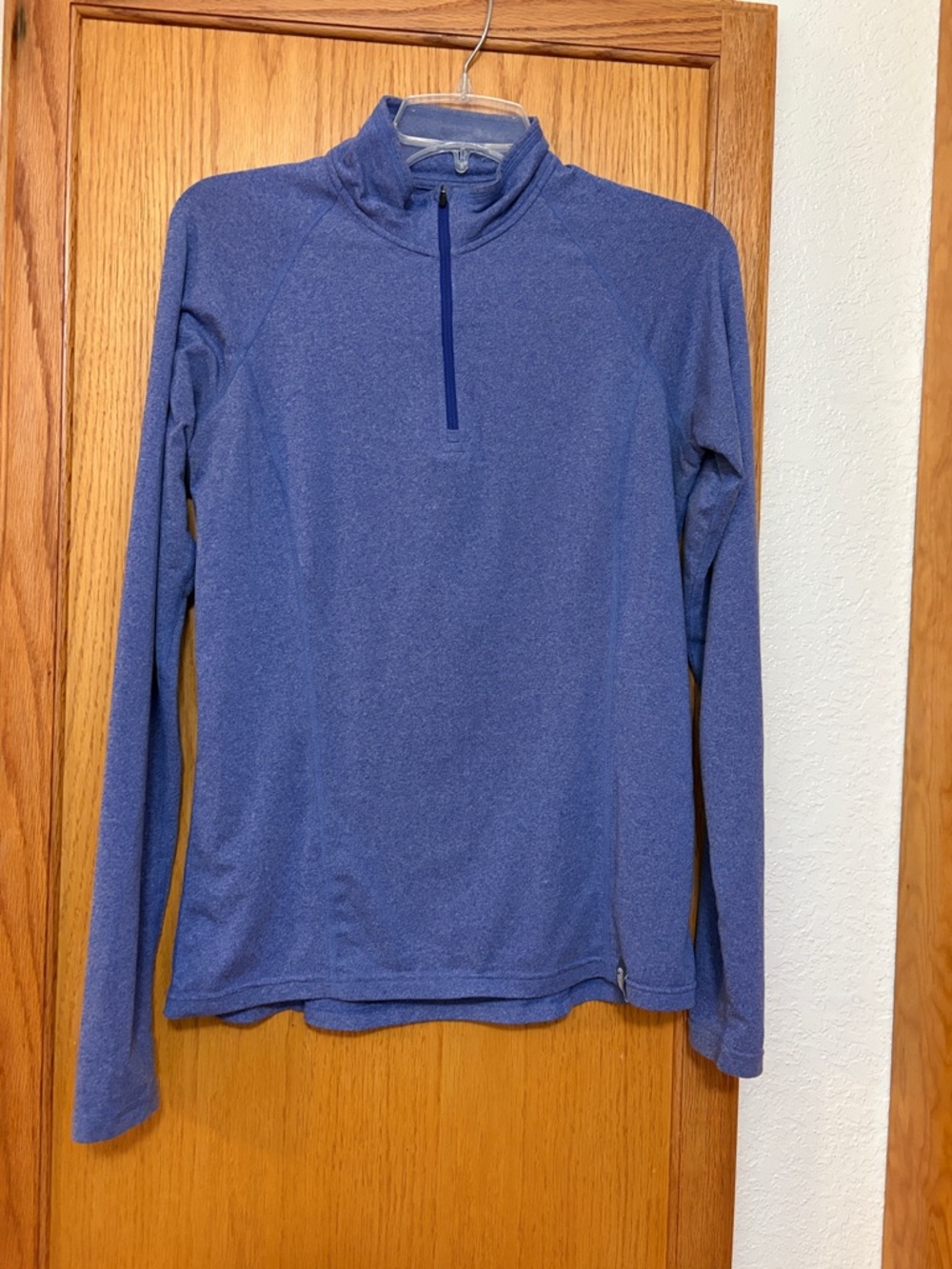 REI co-op Heather Blue Quarter-Zip Pullover Hiking Camping Gorp Granola Athletic